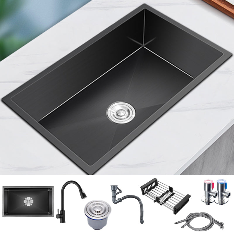 Stainless Steel Kitchen Sink Modern Kitchen Bar Sink with Drain Assembly 23.6"L x 15.7"W x 8.3"H Sink with Faucet Pull Out Faucet Clearhalo 'Home Improvement' 'home_improvement' 'home_improvement_kitchen_sinks' 'Kitchen Remodel & Kitchen Fixtures' 'Kitchen Sinks & Faucet Components' 'Kitchen Sinks' 'kitchen_sinks' 7276203