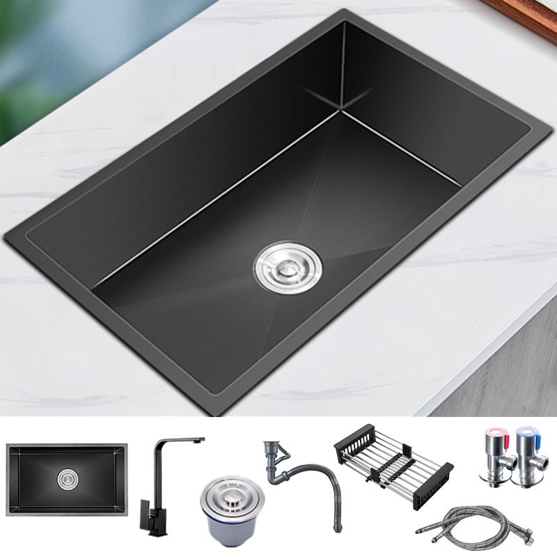 Stainless Steel Kitchen Sink Modern Kitchen Bar Sink with Drain Assembly 23.6"L x 15.7"W x 8.3"H Sink with Faucet Seven Character Faucet Clearhalo 'Home Improvement' 'home_improvement' 'home_improvement_kitchen_sinks' 'Kitchen Remodel & Kitchen Fixtures' 'Kitchen Sinks & Faucet Components' 'Kitchen Sinks' 'kitchen_sinks' 7276205