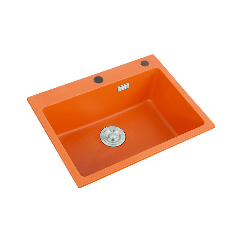 Single Bowl Kitchen Sink Quartz 2 Holes Kitchen Sink with Drain Strainer Kit Clearhalo 'Home Improvement' 'home_improvement' 'home_improvement_kitchen_sinks' 'Kitchen Remodel & Kitchen Fixtures' 'Kitchen Sinks & Faucet Components' 'Kitchen Sinks' 'kitchen_sinks' 7276231