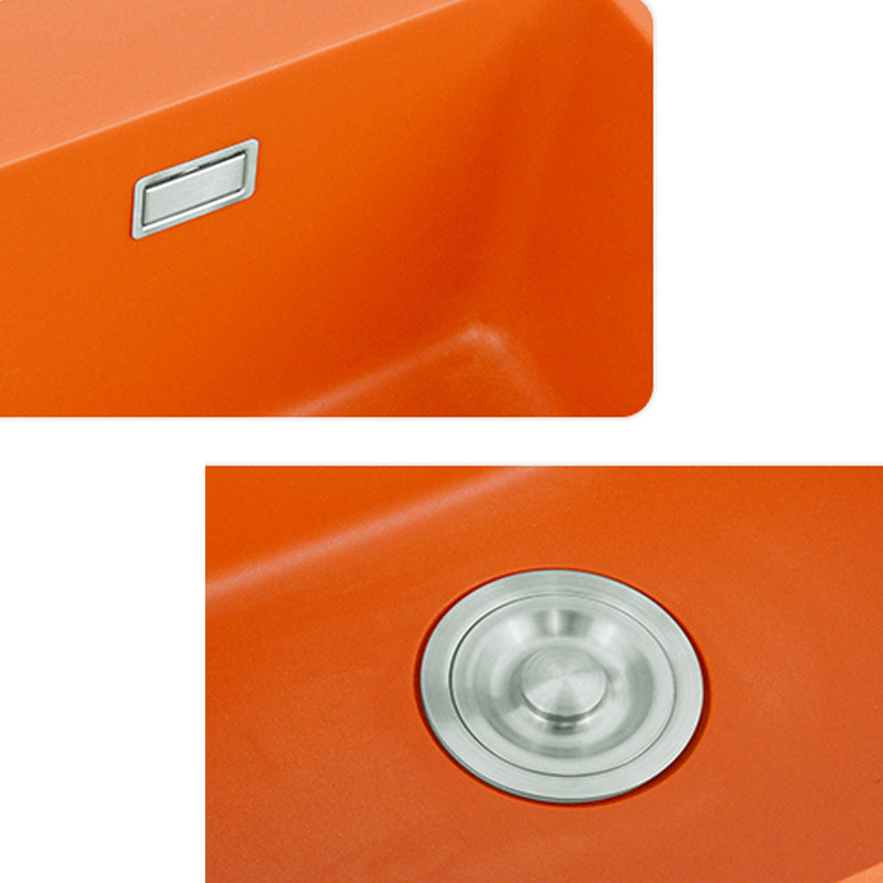 Single Bowl Kitchen Sink Quartz 2 Holes Kitchen Sink with Drain Strainer Kit Clearhalo 'Home Improvement' 'home_improvement' 'home_improvement_kitchen_sinks' 'Kitchen Remodel & Kitchen Fixtures' 'Kitchen Sinks & Faucet Components' 'Kitchen Sinks' 'kitchen_sinks' 7276234