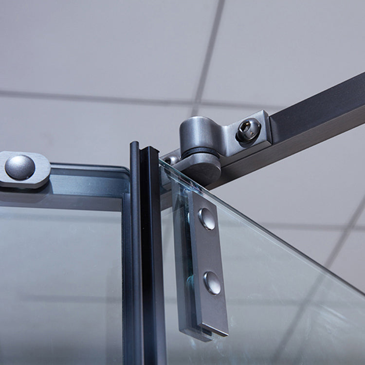 Framed Pivot Shower Enclosure Clear Matt Black Shower Enclosure Clearhalo 'Bathroom Remodel & Bathroom Fixtures' 'Home Improvement' 'home_improvement' 'home_improvement_shower_stalls_enclosures' 'Shower Stalls & Enclosures' 'shower_stalls_enclosures' 'Showers & Bathtubs' 7276340