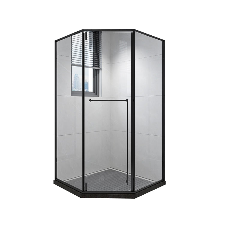 Framed Pivot Shower Enclosure Clear Matt Black Shower Enclosure Clearhalo 'Bathroom Remodel & Bathroom Fixtures' 'Home Improvement' 'home_improvement' 'home_improvement_shower_stalls_enclosures' 'Shower Stalls & Enclosures' 'shower_stalls_enclosures' 'Showers & Bathtubs' 7276342