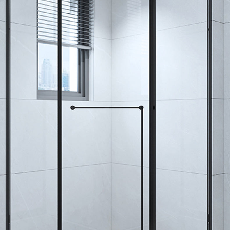Framed Pivot Shower Enclosure Clear Matt Black Shower Enclosure Clearhalo 'Bathroom Remodel & Bathroom Fixtures' 'Home Improvement' 'home_improvement' 'home_improvement_shower_stalls_enclosures' 'Shower Stalls & Enclosures' 'shower_stalls_enclosures' 'Showers & Bathtubs' 7276343