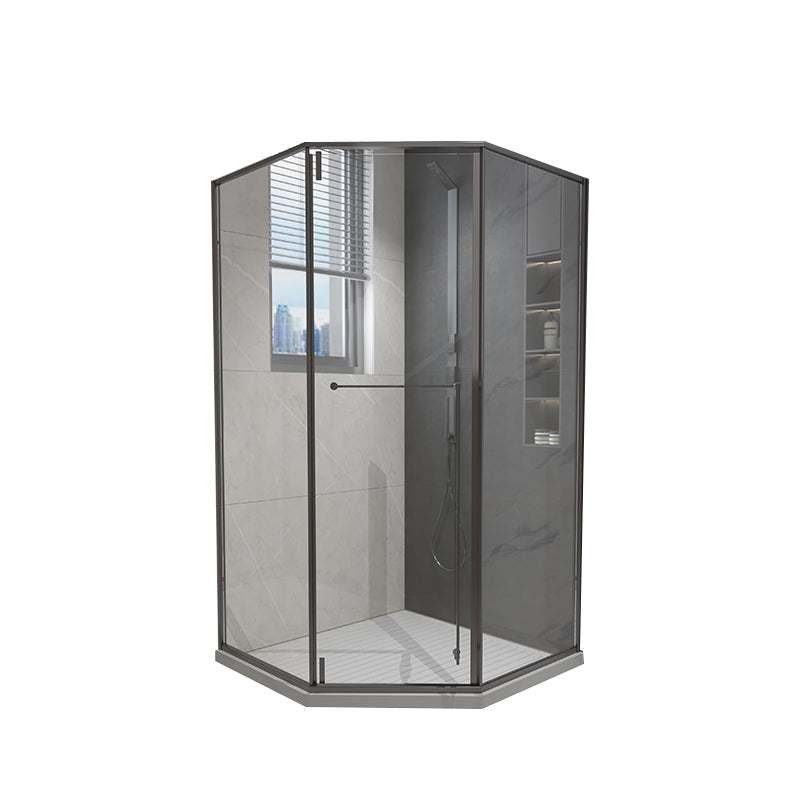 Framed Pivot Shower Enclosure Clear Matt Black Shower Enclosure Clearhalo 'Bathroom Remodel & Bathroom Fixtures' 'Home Improvement' 'home_improvement' 'home_improvement_shower_stalls_enclosures' 'Shower Stalls & Enclosures' 'shower_stalls_enclosures' 'Showers & Bathtubs' 7276346