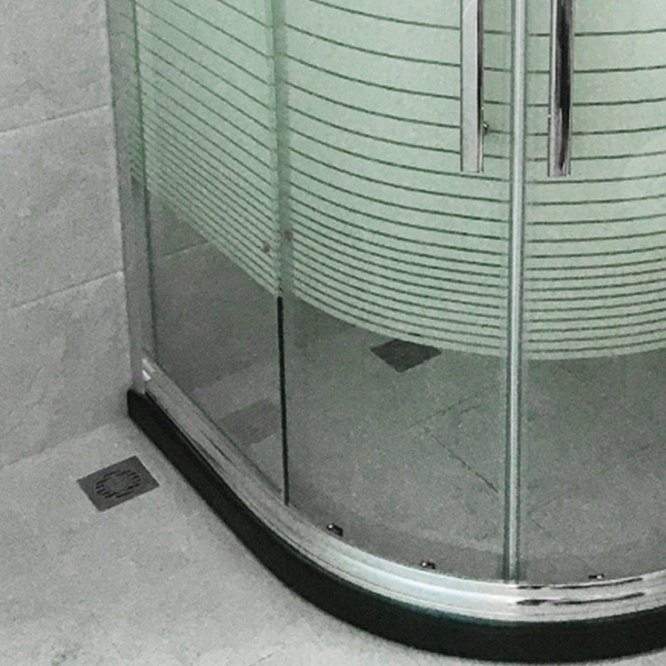 Rounded Framed Shower Enclosure Tempered Glass Double Sliding Shower Kit Clearhalo 'Bathroom Remodel & Bathroom Fixtures' 'Home Improvement' 'home_improvement' 'home_improvement_shower_stalls_enclosures' 'Shower Stalls & Enclosures' 'shower_stalls_enclosures' 'Showers & Bathtubs' 7276366
