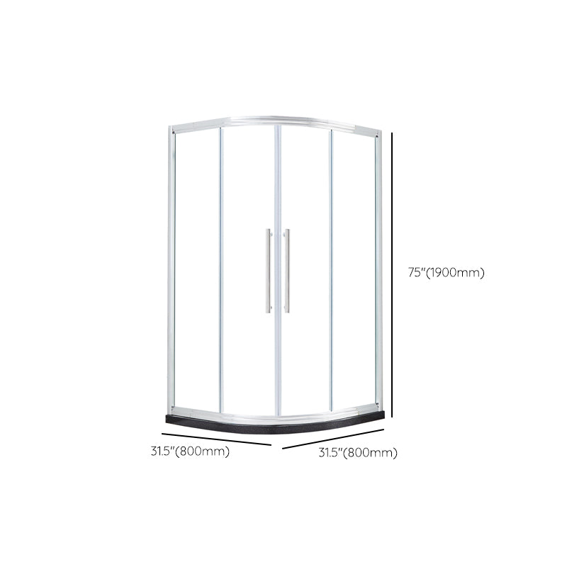 Rounded Framed Shower Enclosure Tempered Glass Double Sliding Shower Kit Clearhalo 'Bathroom Remodel & Bathroom Fixtures' 'Home Improvement' 'home_improvement' 'home_improvement_shower_stalls_enclosures' 'Shower Stalls & Enclosures' 'shower_stalls_enclosures' 'Showers & Bathtubs' 7276368