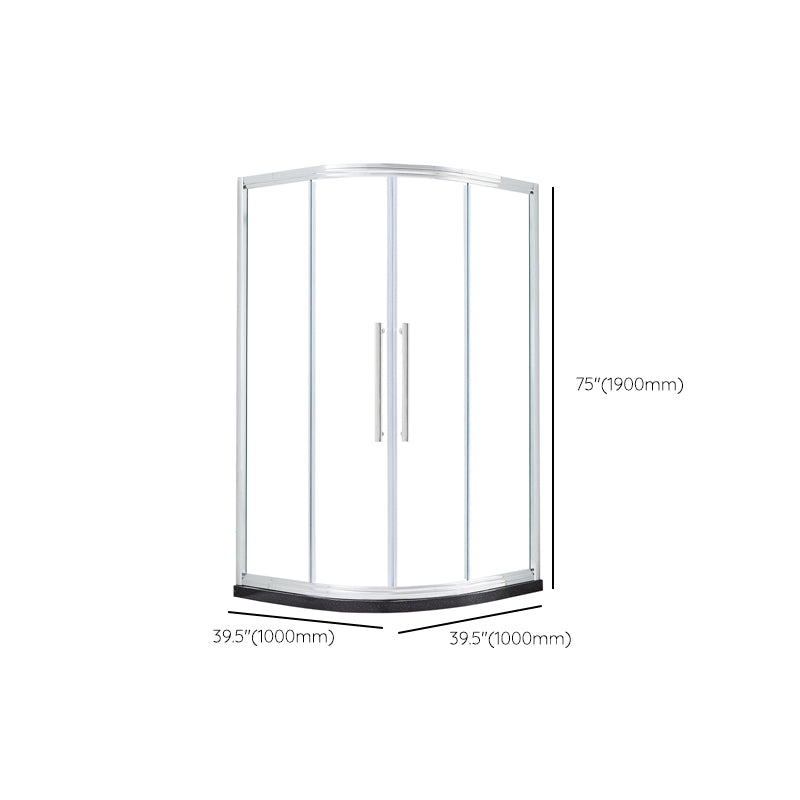 Rounded Framed Shower Enclosure Tempered Glass Double Sliding Shower Kit Clearhalo 'Bathroom Remodel & Bathroom Fixtures' 'Home Improvement' 'home_improvement' 'home_improvement_shower_stalls_enclosures' 'Shower Stalls & Enclosures' 'shower_stalls_enclosures' 'Showers & Bathtubs' 7276373