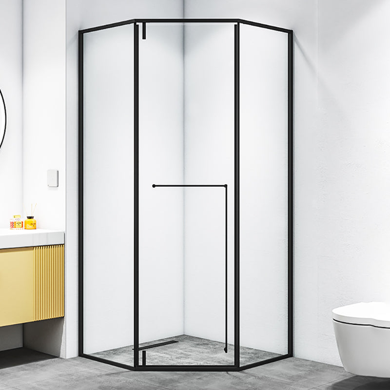 Black and Gray Shower Enclosure Neo-Angle Easy Clean Glass Shower Stall Left Black Clearhalo 'Bathroom Remodel & Bathroom Fixtures' 'Home Improvement' 'home_improvement' 'home_improvement_shower_stalls_enclosures' 'Shower Stalls & Enclosures' 'shower_stalls_enclosures' 'Showers & Bathtubs' 7276396