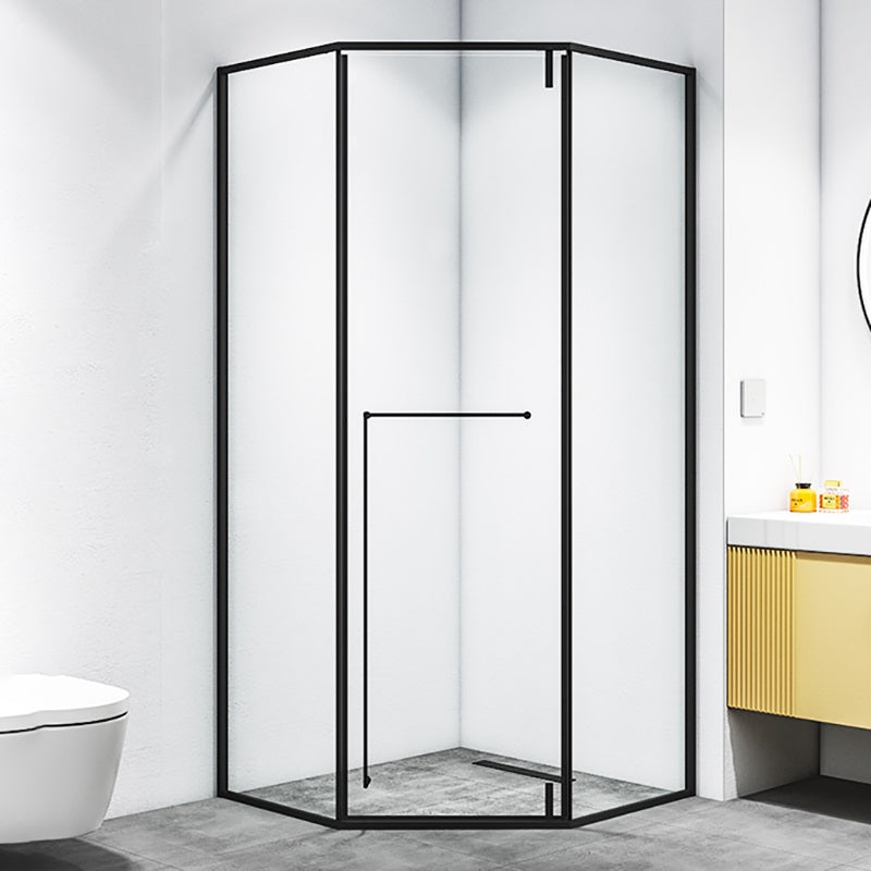 Black and Gray Shower Enclosure Neo-Angle Easy Clean Glass Shower Stall Right Black Clearhalo 'Bathroom Remodel & Bathroom Fixtures' 'Home Improvement' 'home_improvement' 'home_improvement_shower_stalls_enclosures' 'Shower Stalls & Enclosures' 'shower_stalls_enclosures' 'Showers & Bathtubs' 7276399