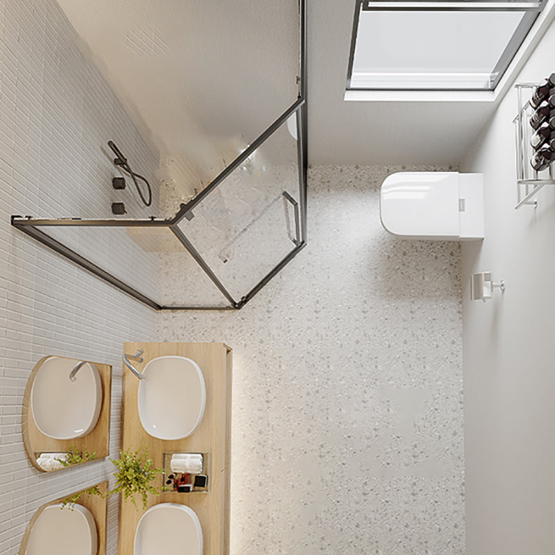 Black and Gray Shower Enclosure Neo-Angle Easy Clean Glass Shower Stall Clearhalo 'Bathroom Remodel & Bathroom Fixtures' 'Home Improvement' 'home_improvement' 'home_improvement_shower_stalls_enclosures' 'Shower Stalls & Enclosures' 'shower_stalls_enclosures' 'Showers & Bathtubs' 7276401