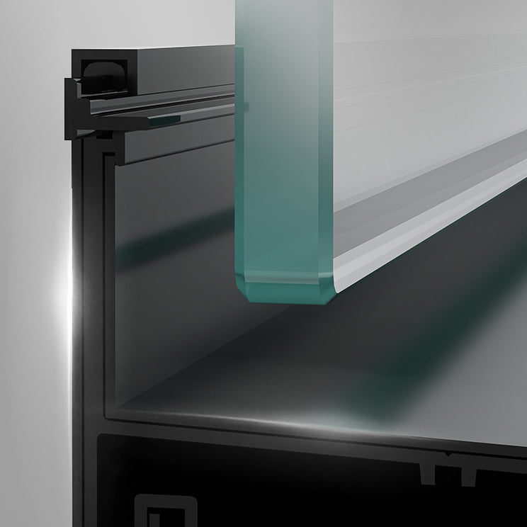 Black and Silver Neo-Angle Shower Enclosure Tempered Glass Shower Enclosure Clearhalo 'Bathroom Remodel & Bathroom Fixtures' 'Home Improvement' 'home_improvement' 'home_improvement_shower_stalls_enclosures' 'Shower Stalls & Enclosures' 'shower_stalls_enclosures' 'Showers & Bathtubs' 7276437