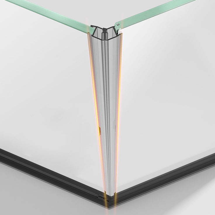 Black and Silver Neo-Angle Shower Enclosure Tempered Glass Shower Enclosure Clearhalo 'Bathroom Remodel & Bathroom Fixtures' 'Home Improvement' 'home_improvement' 'home_improvement_shower_stalls_enclosures' 'Shower Stalls & Enclosures' 'shower_stalls_enclosures' 'Showers & Bathtubs' 7276441