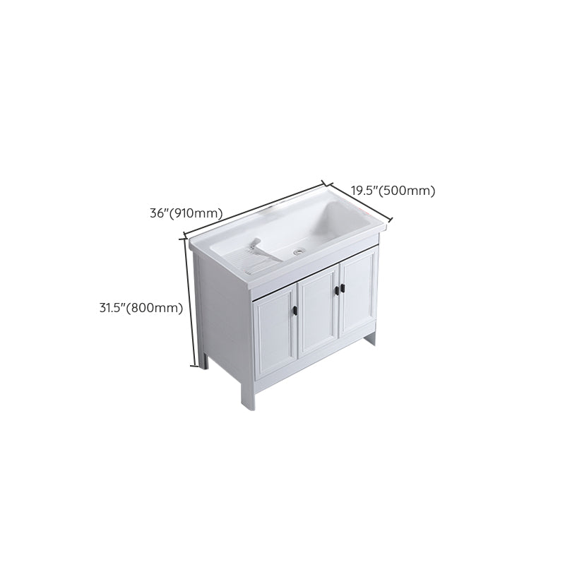 Rectangular White Vanity Freestanding Mirror Metal Frame Vanity with Soft Close Doors Clearhalo 'Bathroom Remodel & Bathroom Fixtures' 'Bathroom Vanities' 'bathroom_vanities' 'Home Improvement' 'home_improvement' 'home_improvement_bathroom_vanities' 7276601