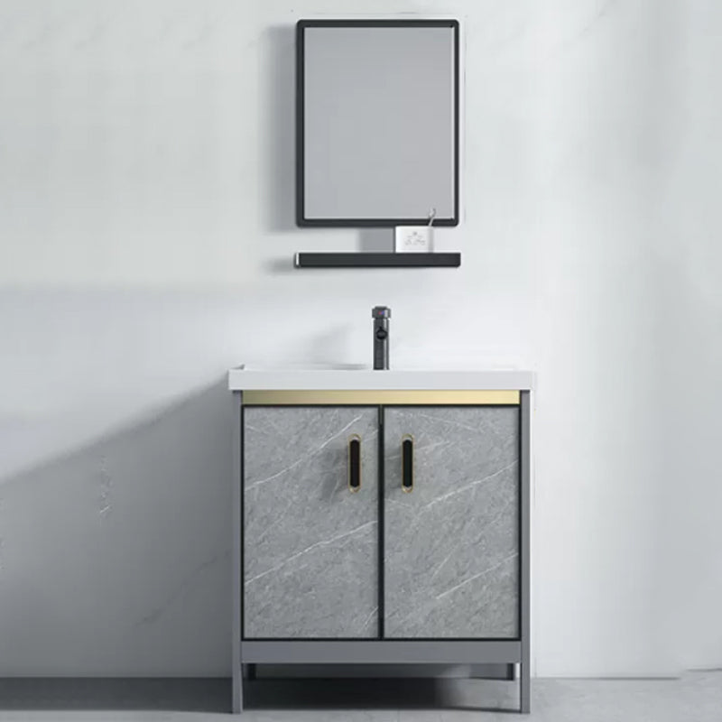 Modern Bathroom Sink Vanity Freestanding Faucet Included Bathroom Vanity Set Vanity & Faucet & Mirrors 24"L x 15.7"W x 31.9"H Clearhalo 'Bathroom Remodel & Bathroom Fixtures' 'Bathroom Vanities' 'bathroom_vanities' 'Home Improvement' 'home_improvement' 'home_improvement_bathroom_vanities' 7276616