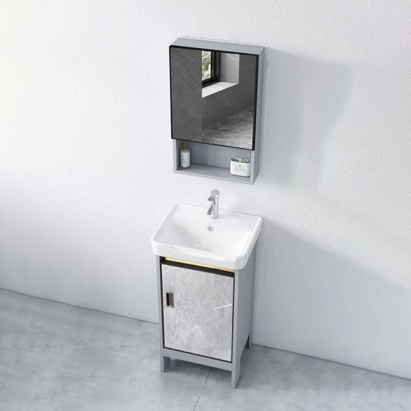 Modern Bathroom Sink Vanity Freestanding Faucet Included Bathroom Vanity Set Vanity & Faucet & Mirror Cabinet 16.9"L x 13.8"W x 31.9"H Clearhalo 'Bathroom Remodel & Bathroom Fixtures' 'Bathroom Vanities' 'bathroom_vanities' 'Home Improvement' 'home_improvement' 'home_improvement_bathroom_vanities' 7276622