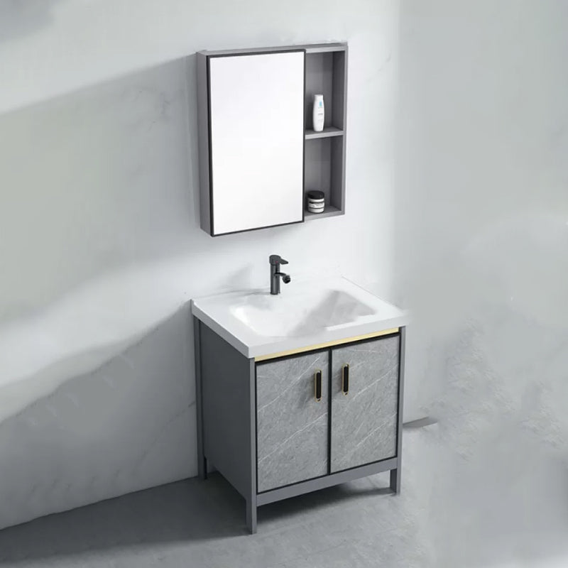 Modern Bathroom Sink Vanity Freestanding Faucet Included Bathroom Vanity Set Vanity & Faucet & Mirror Cabinet 24"L x 15.7"W x 31.9"H Clearhalo 'Bathroom Remodel & Bathroom Fixtures' 'Bathroom Vanities' 'bathroom_vanities' 'Home Improvement' 'home_improvement' 'home_improvement_bathroom_vanities' 7276624