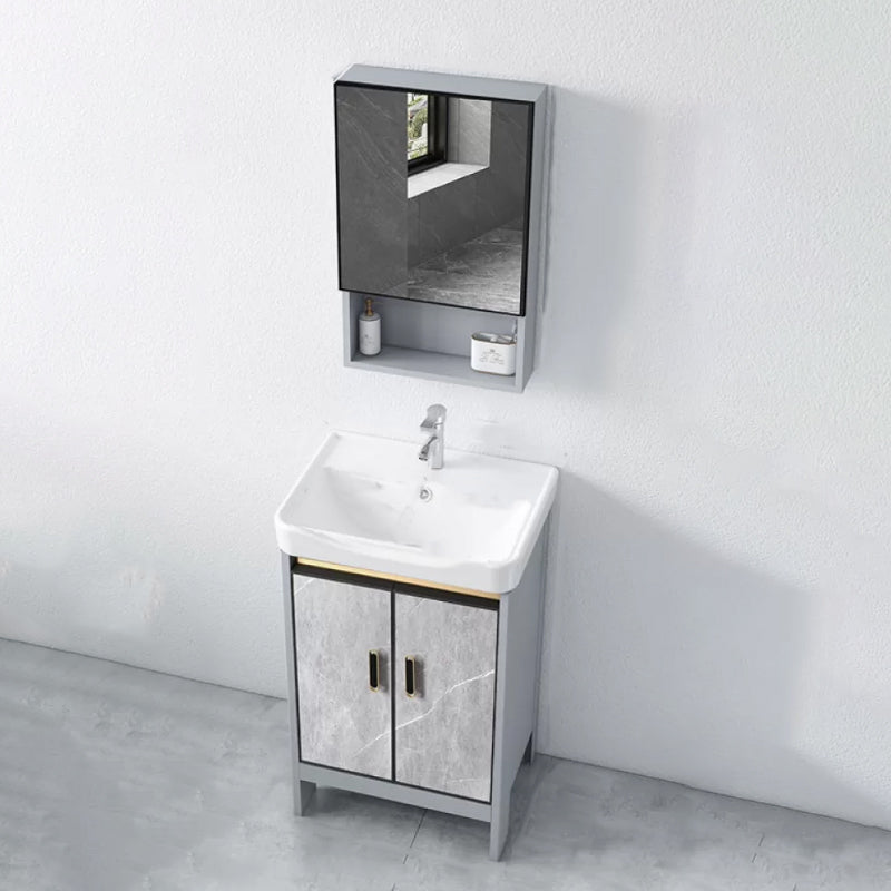 Modern Bathroom Sink Vanity Freestanding Faucet Included Bathroom Vanity Set Vanity & Faucet & Mirror Cabinet 20"L x 14"W x 32"H Clearhalo 'Bathroom Remodel & Bathroom Fixtures' 'Bathroom Vanities' 'bathroom_vanities' 'Home Improvement' 'home_improvement' 'home_improvement_bathroom_vanities' 7276629