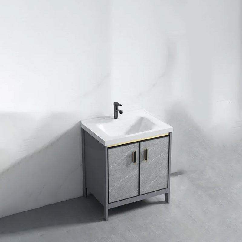 Modern Bathroom Sink Vanity Freestanding Faucet Included Bathroom Vanity Set Vanity & Faucet 24"L x 15.7"W x 31.9"H Clearhalo 'Bathroom Remodel & Bathroom Fixtures' 'Bathroom Vanities' 'bathroom_vanities' 'Home Improvement' 'home_improvement' 'home_improvement_bathroom_vanities' 7276633