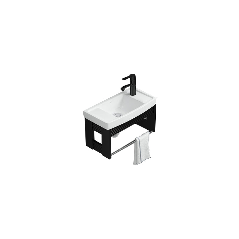 Black Bath Vanity Rectangular Single Sink Wall Mounted Metal Frame Bathroom Vanity Vanity & Faucet 19"L x 10"W x 10"H Shelf Not Included Clearhalo 'Bathroom Remodel & Bathroom Fixtures' 'Bathroom Vanities' 'bathroom_vanities' 'Home Improvement' 'home_improvement' 'home_improvement_bathroom_vanities' 7276675