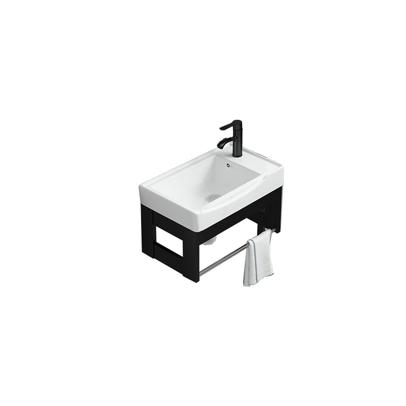 Black Bath Vanity Rectangular Single Sink Wall Mounted Metal Frame Bathroom Vanity Vanity & Faucet 20"L x 12"W x 16"H Shelf Not Included Clearhalo 'Bathroom Remodel & Bathroom Fixtures' 'Bathroom Vanities' 'bathroom_vanities' 'Home Improvement' 'home_improvement' 'home_improvement_bathroom_vanities' 7276676