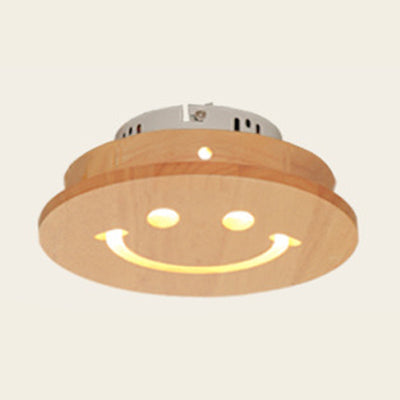 Drum Shape LED Flush Ceiling Light Japanese Style Wooden Ceiling Lamp in Beige for Hallway Porch Wood D Clearhalo 'Ceiling Lights' 'Close To Ceiling Lights' 'Close to ceiling' 'Semi-flushmount' Lighting' 72767