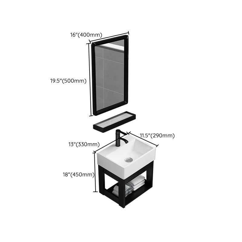 Black Bath Vanity Rectangular Single Sink Wall Mounted Metal Frame Bathroom Vanity Clearhalo 'Bathroom Remodel & Bathroom Fixtures' 'Bathroom Vanities' 'bathroom_vanities' 'Home Improvement' 'home_improvement' 'home_improvement_bathroom_vanities' 7276709