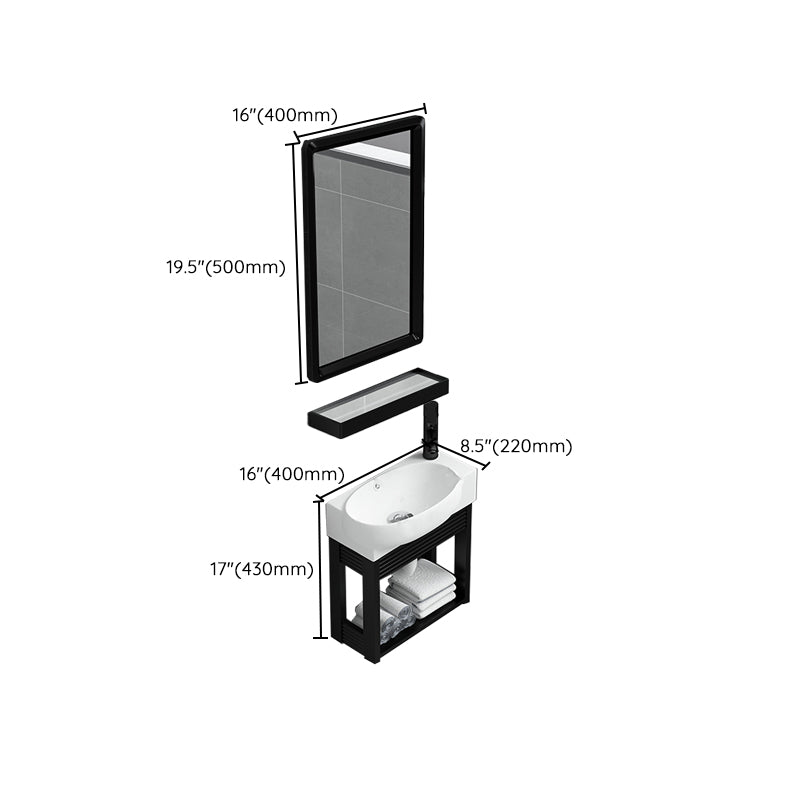 Black Bath Vanity Rectangular Single Sink Wall Mounted Metal Frame Bathroom Vanity Clearhalo 'Bathroom Remodel & Bathroom Fixtures' 'Bathroom Vanities' 'bathroom_vanities' 'Home Improvement' 'home_improvement' 'home_improvement_bathroom_vanities' 7276710