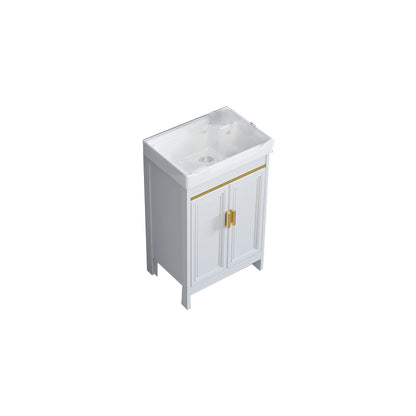 Freestanding Vanity Single Sink Metal Frame Rectangular White Mirror Vanity with Doors Bathroom Vanity 20"L x 14"W x 32"H Clearhalo 'Bathroom Remodel & Bathroom Fixtures' 'Bathroom Vanities' 'bathroom_vanities' 'Home Improvement' 'home_improvement' 'home_improvement_bathroom_vanities' 7276729
