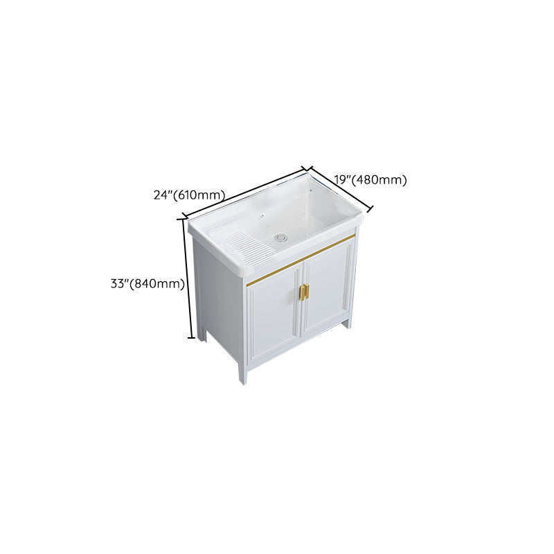 Freestanding Vanity Single Sink Metal Frame Rectangular White Mirror Vanity with Doors Clearhalo 'Bathroom Remodel & Bathroom Fixtures' 'Bathroom Vanities' 'bathroom_vanities' 'Home Improvement' 'home_improvement' 'home_improvement_bathroom_vanities' 7276733