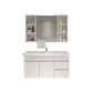 Wall Mounted Vanity White Wood Frame Rectangular 2 Doors Single Sink Vanity with Mirror Vanity & Faucet & Mirror Cabinet 39.8"L x 18.5"W x 18.9"H Towel Bar Included Clearhalo 'Bathroom Remodel & Bathroom Fixtures' 'Bathroom Vanities' 'bathroom_vanities' 'Home Improvement' 'home_improvement' 'home_improvement_bathroom_vanities' 7276764