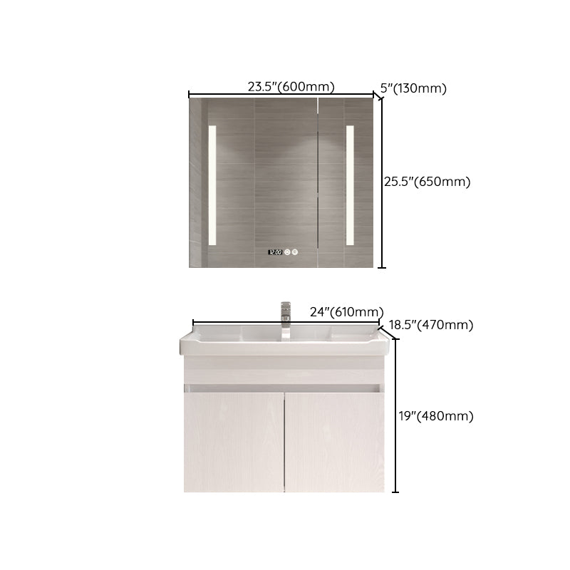 Wall Mounted Vanity White Wood Frame Rectangular 2 Doors Single Sink Vanity with Mirror Clearhalo 'Bathroom Remodel & Bathroom Fixtures' 'Bathroom Vanities' 'bathroom_vanities' 'Home Improvement' 'home_improvement' 'home_improvement_bathroom_vanities' 7276788