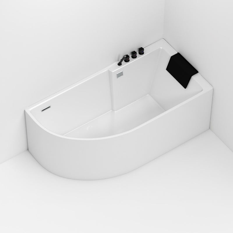 Corner Modern Acrylic Bathtub Soaking White Back to Wall Bath Left Tub with Black 5-Piece Set Clearhalo 'Bathroom Remodel & Bathroom Fixtures' 'Bathtubs' 'Home Improvement' 'home_improvement' 'home_improvement_bathtubs' 'Showers & Bathtubs' 7277351