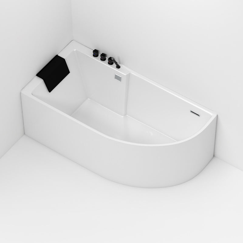 Corner Modern Acrylic Bathtub Soaking White Back to Wall Bath Right Tub with Black 5-Piece Set Clearhalo 'Bathroom Remodel & Bathroom Fixtures' 'Bathtubs' 'Home Improvement' 'home_improvement' 'home_improvement_bathtubs' 'Showers & Bathtubs' 7277358