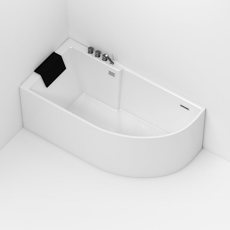Corner Modern Acrylic Bathtub Soaking White Back to Wall Bath Right Tub with Gray 5-Piece Set Clearhalo 'Bathroom Remodel & Bathroom Fixtures' 'Bathtubs' 'Home Improvement' 'home_improvement' 'home_improvement_bathtubs' 'Showers & Bathtubs' 7277360