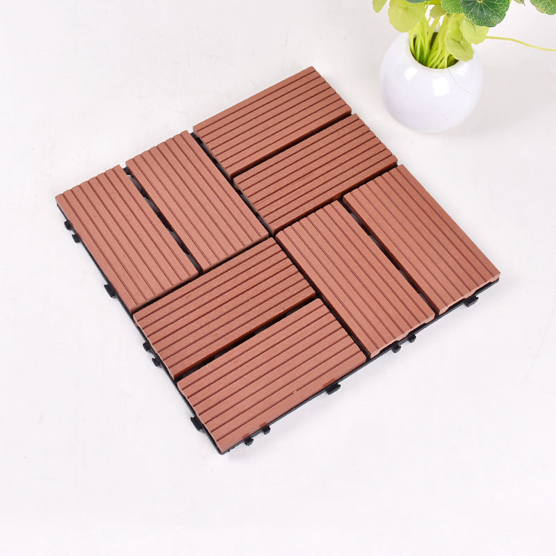 Contemporary Square Wood Tile Wire Brushed Brown Engineered Wood for Patio Garden Brick Red Clearhalo 'Flooring 'Hardwood Flooring' 'hardwood_flooring' 'Home Improvement' 'home_improvement' 'home_improvement_hardwood_flooring' Walls and Ceiling' 7277373