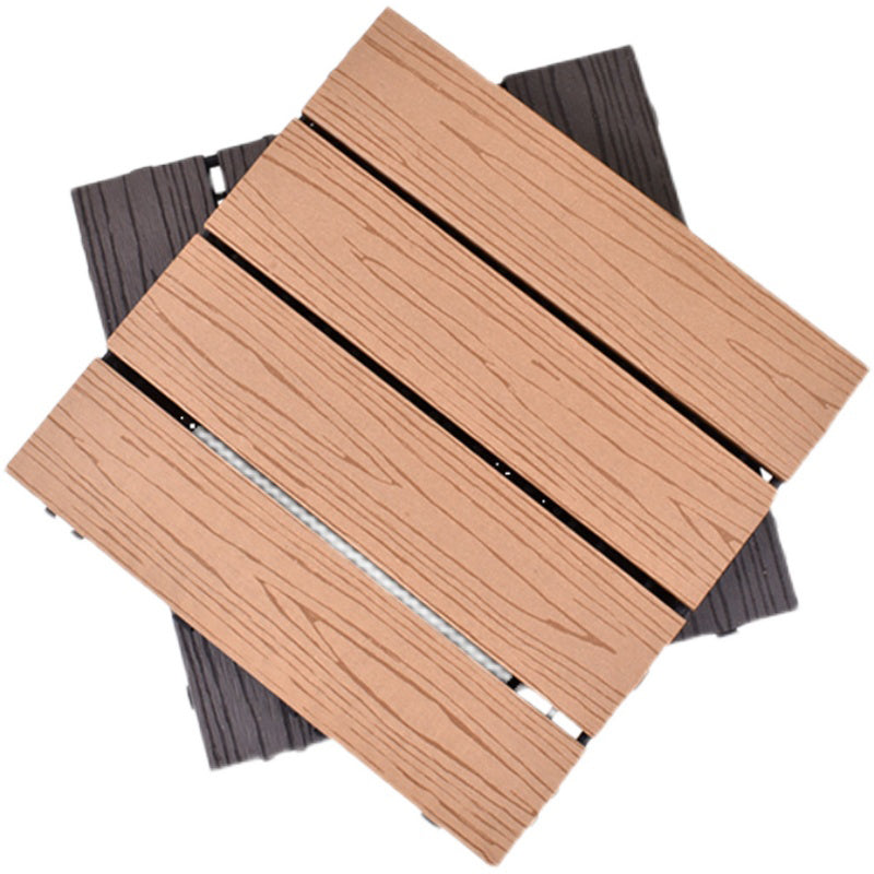 Contemporary Square Wood Tile Wire Brushed Brown Engineered Wood for Patio Garden Clearhalo 'Flooring 'Hardwood Flooring' 'hardwood_flooring' 'Home Improvement' 'home_improvement' 'home_improvement_hardwood_flooring' Walls and Ceiling' 7277381