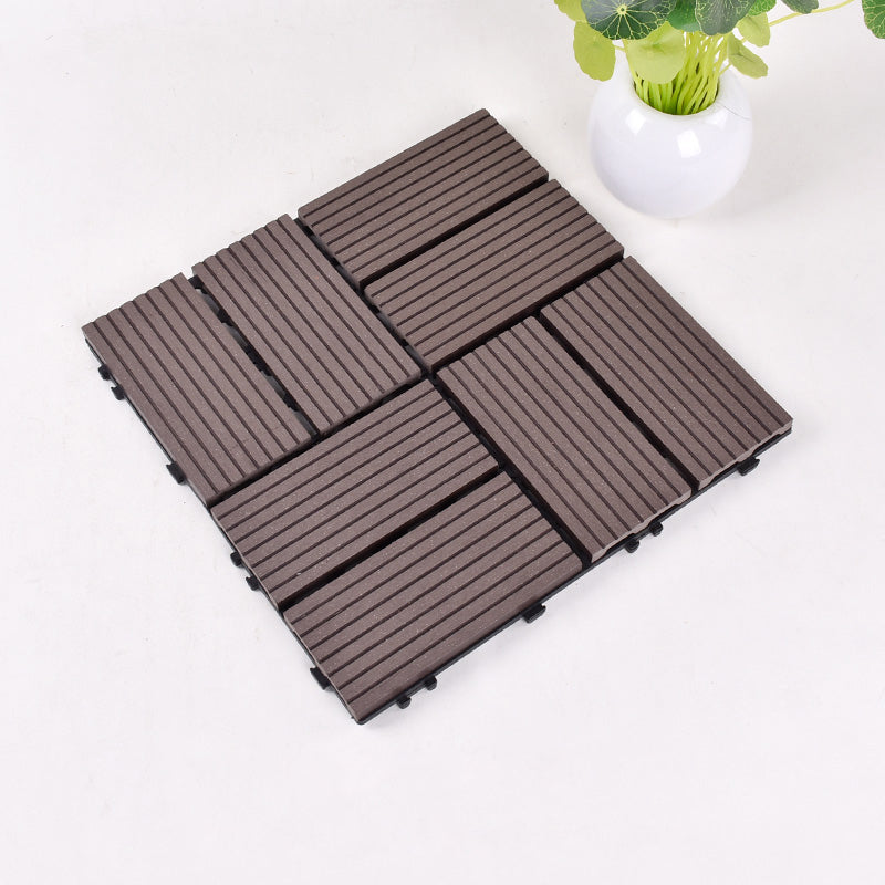 Contemporary Square Wood Tile Wire Brushed Brown Engineered Wood for Patio Garden Dark Coffee Clearhalo 'Flooring 'Hardwood Flooring' 'hardwood_flooring' 'Home Improvement' 'home_improvement' 'home_improvement_hardwood_flooring' Walls and Ceiling' 7277387