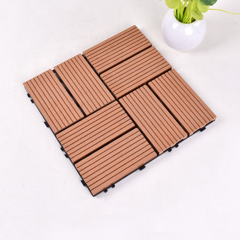 Contemporary Square Wood Tile Wire Brushed Brown Engineered Wood for Patio Garden Khaki-Orange Clearhalo 'Flooring 'Hardwood Flooring' 'hardwood_flooring' 'Home Improvement' 'home_improvement' 'home_improvement_hardwood_flooring' Walls and Ceiling' 7277391
