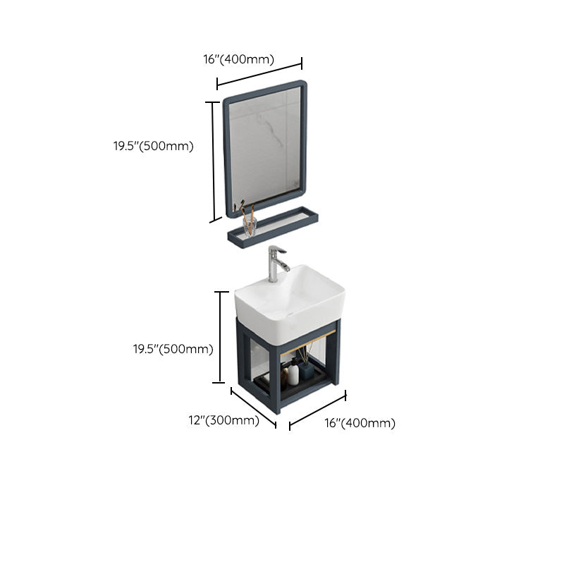 Bathroom Vanity Wall Mounted Storage Shelf Ceramic Sink Faucet Vanity Set with Mirror Clearhalo 'Bathroom Remodel & Bathroom Fixtures' 'Bathroom Vanities' 'bathroom_vanities' 'Home Improvement' 'home_improvement' 'home_improvement_bathroom_vanities' 7277532