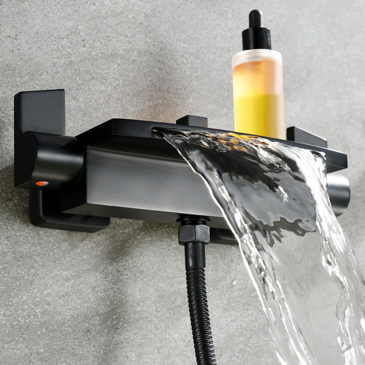 Modern Shower Faucet Brass Handheld Shower Head Wall Mounted Shower Trim Clearhalo 'Bathroom Remodel & Bathroom Fixtures' 'Home Improvement' 'home_improvement' 'home_improvement_shower_faucets' 'Shower Faucets & Systems' 'shower_faucets' 'Showers & Bathtubs Plumbing' 'Showers & Bathtubs' 7277604