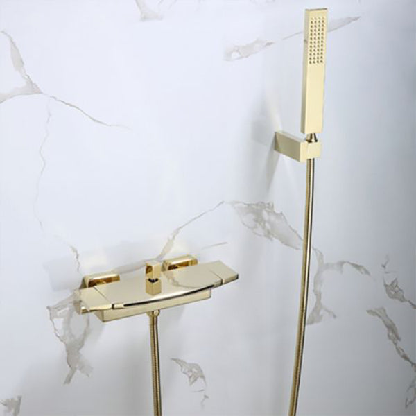 Modern Shower Faucet Brass Handheld Shower Head Wall Mounted Shower Trim Gold 2 Clearhalo 'Bathroom Remodel & Bathroom Fixtures' 'Home Improvement' 'home_improvement' 'home_improvement_shower_faucets' 'Shower Faucets & Systems' 'shower_faucets' 'Showers & Bathtubs Plumbing' 'Showers & Bathtubs' 7277605