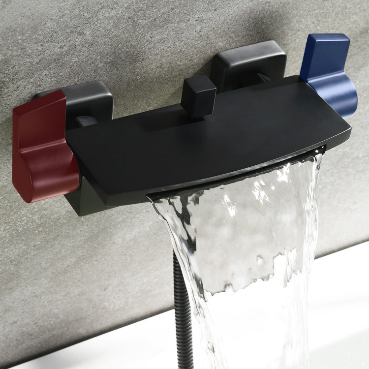 Modern Shower Faucet Brass Handheld Shower Head Wall Mounted Shower Trim Clearhalo 'Bathroom Remodel & Bathroom Fixtures' 'Home Improvement' 'home_improvement' 'home_improvement_shower_faucets' 'Shower Faucets & Systems' 'shower_faucets' 'Showers & Bathtubs Plumbing' 'Showers & Bathtubs' 7277611