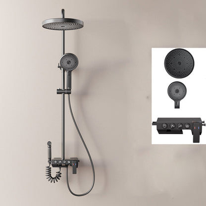 Modern Shower Set Dual Shower Head Slide Bar Included Shower Head Combo Black Temperature Control Digital Display Not Included Clearhalo 'Bathroom Remodel & Bathroom Fixtures' 'Home Improvement' 'home_improvement' 'home_improvement_shower_faucets' 'Shower Faucets & Systems' 'shower_faucets' 'Showers & Bathtubs Plumbing' 'Showers & Bathtubs' 7277617