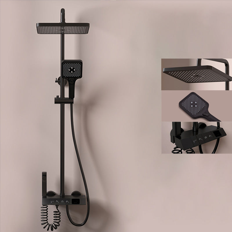 Modern Dual Shower Head Adjustable Spray Pattern Wall Mounted Shower System Black Clearhalo 'Bathroom Remodel & Bathroom Fixtures' 'Home Improvement' 'home_improvement' 'home_improvement_shower_faucets' 'Shower Faucets & Systems' 'shower_faucets' 'Showers & Bathtubs Plumbing' 'Showers & Bathtubs' 7277632