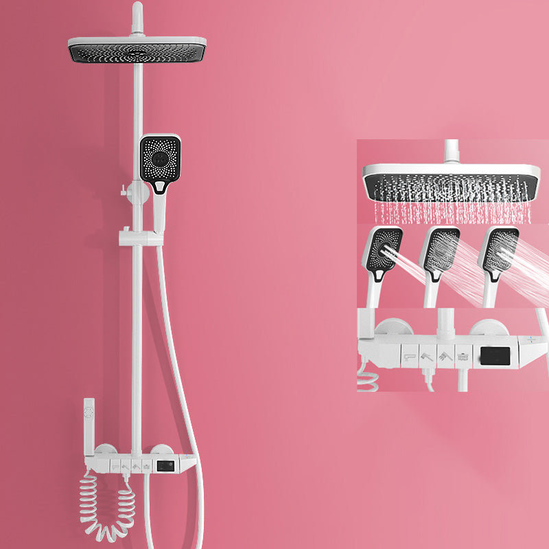 Modern Dual Shower Head Adjustable Spray Pattern Wall Mounted Shower System White Clearhalo 'Bathroom Remodel & Bathroom Fixtures' 'Home Improvement' 'home_improvement' 'home_improvement_shower_faucets' 'Shower Faucets & Systems' 'shower_faucets' 'Showers & Bathtubs Plumbing' 'Showers & Bathtubs' 7277633