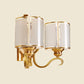 Translucent Glass Cylinder Sconce Lighting Vintage 1/2-Light Corner Wall Lamp Fixture in Gold with Curved Arm Clearhalo 'Wall Lamps & Sconces' 'Wall Lights' Lighting' 727796