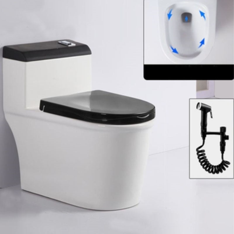 Traditional Ceramic Toilet Bowl Floor Mount Urine Toilet for Bathroom Black Toilet with Sprayer Clearhalo 'Bathroom Remodel & Bathroom Fixtures' 'Home Improvement' 'home_improvement' 'home_improvement_toilets' 'Toilets & Bidets' 'Toilets' 7277968