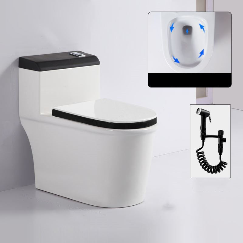 Traditional Ceramic Toilet Bowl Floor Mount Urine Toilet for Bathroom Black/ White Toilet with Sprayer Clearhalo 'Bathroom Remodel & Bathroom Fixtures' 'Home Improvement' 'home_improvement' 'home_improvement_toilets' 'Toilets & Bidets' 'Toilets' 7277972