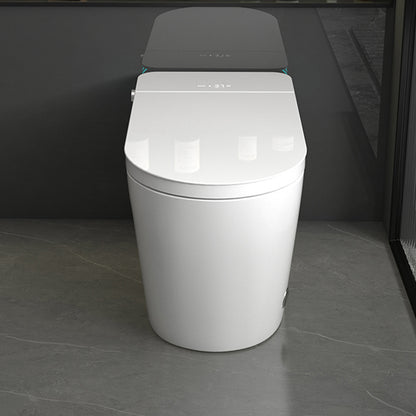 Modern Floor Mounted Toilet Bowl Siphon Jet All In One Flush Toilet White Gray Foot Touch Flush (Standard Configuration) 14" Clearhalo 'Bathroom Remodel & Bathroom Fixtures' 'Home Improvement' 'home_improvement' 'home_improvement_toilets' 'Toilets & Bidets' 'Toilets' 7277988