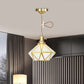 1 Head Pendant Light Traditional Bedside Suspension Lamp with Diamond Clear Water Glass Shade in Gold Clearhalo 'Ceiling Lights' 'Glass shade' 'Glass' 'Pendant Lights' 'Pendants' Lighting' 727804